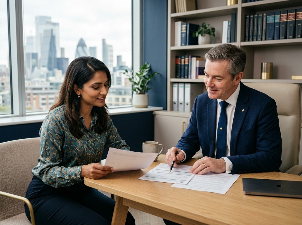 Allison Solicitors consultation — legal advisors reviewing documents in a modern office
